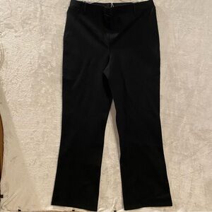 Quince Pants Women’s Large Black Ponte Petite Stretch Boot Cut Flat Front New